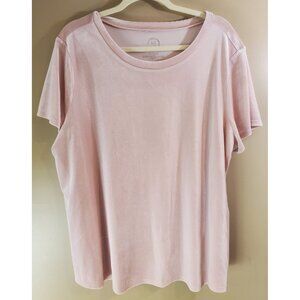 Maurices 24/7 Pink Velvet Rayon Blend Short Sleeve Top, Sz 2